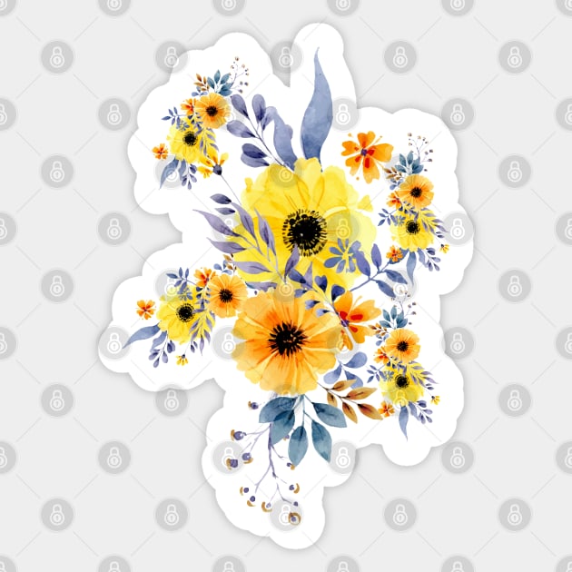 Bright yellow flowers Sticker by CatCoconut-Art